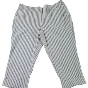 Lane Bryant The Lena Striped Crop Capri Pants‎ Women's Size 24 Blue White